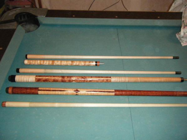my playing cues
zimmerman jump & break cue 
and chris' cue