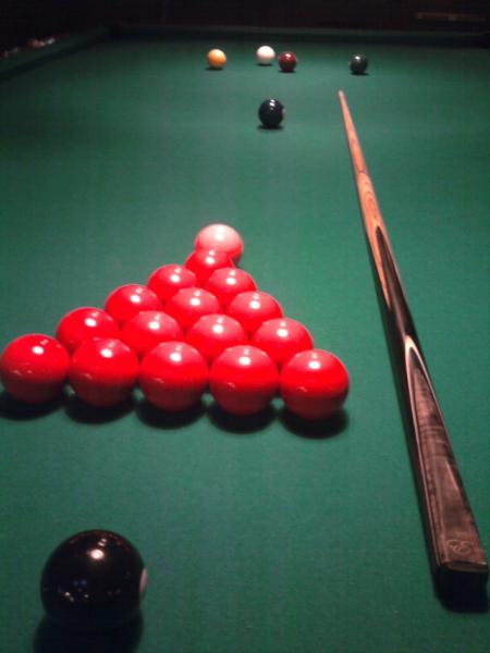 My snooker cue--Elite SNK05  Table--Dave n Buster's 10 footer (I wish it were a 12')