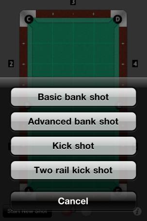 Once you "Select New Shot" you will be taken to this screen.  From here you can select the shot type you wish to play.  This section is dedicated to t