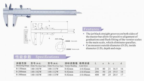 Parallax free Plane Vernier Calipers
