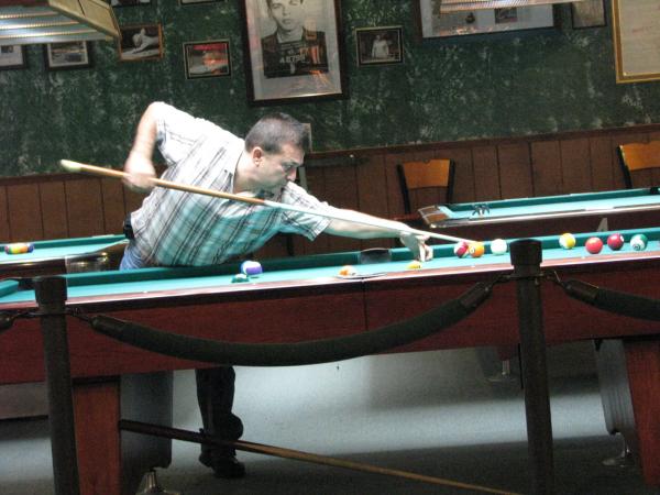 Raphael Martinez playing 1 pocket on a recent visit.