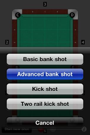 Start new shot and select "Advanced bank shot".