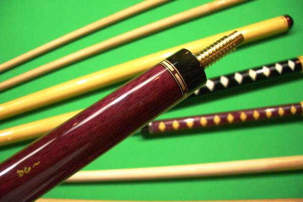 The Purple Heiho (play cue). 1pc solid Purple Heart and Maple rings at AB
