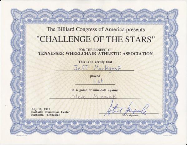 This was from a charity event in '91 during the BCA Expo.  Race to 1. I played magnificently.
