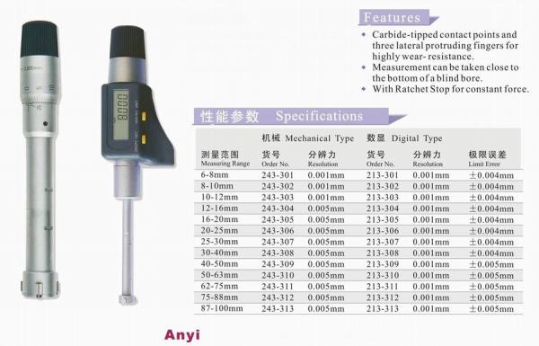 Three Point Internal Digital Micrometers